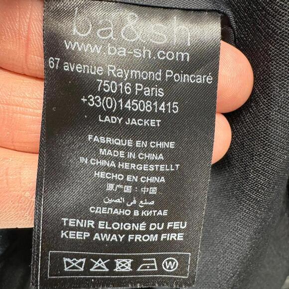 ba & sh Bash Womens XS Black Blazer Textured One Button Fits Larger EUC - Picture 9 of 11